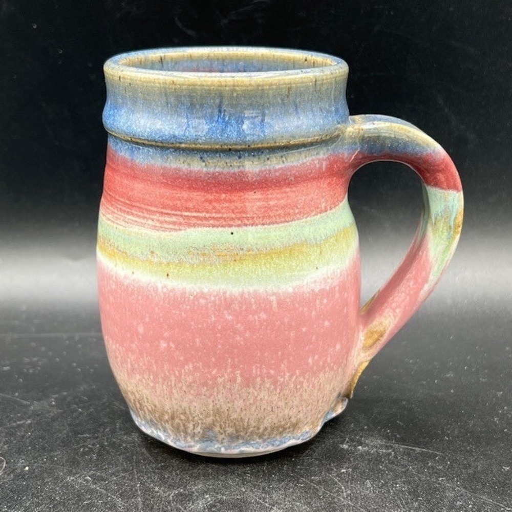 Susan DeMay Studio Pottery Mug Handcrafted Multi Color Glaze Signed Ceramic DH